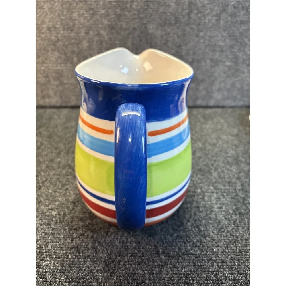 Tag~Striped Drinking Pitcher~Blue, Orange,‎ Red and Green